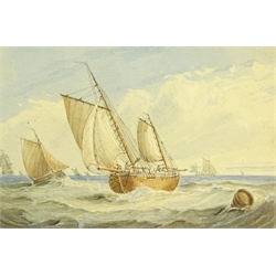 Samuel Owen (British 1768-1857): Sailing Vessels in Choppy Seas, watercolour signed 9cm x 13cm  