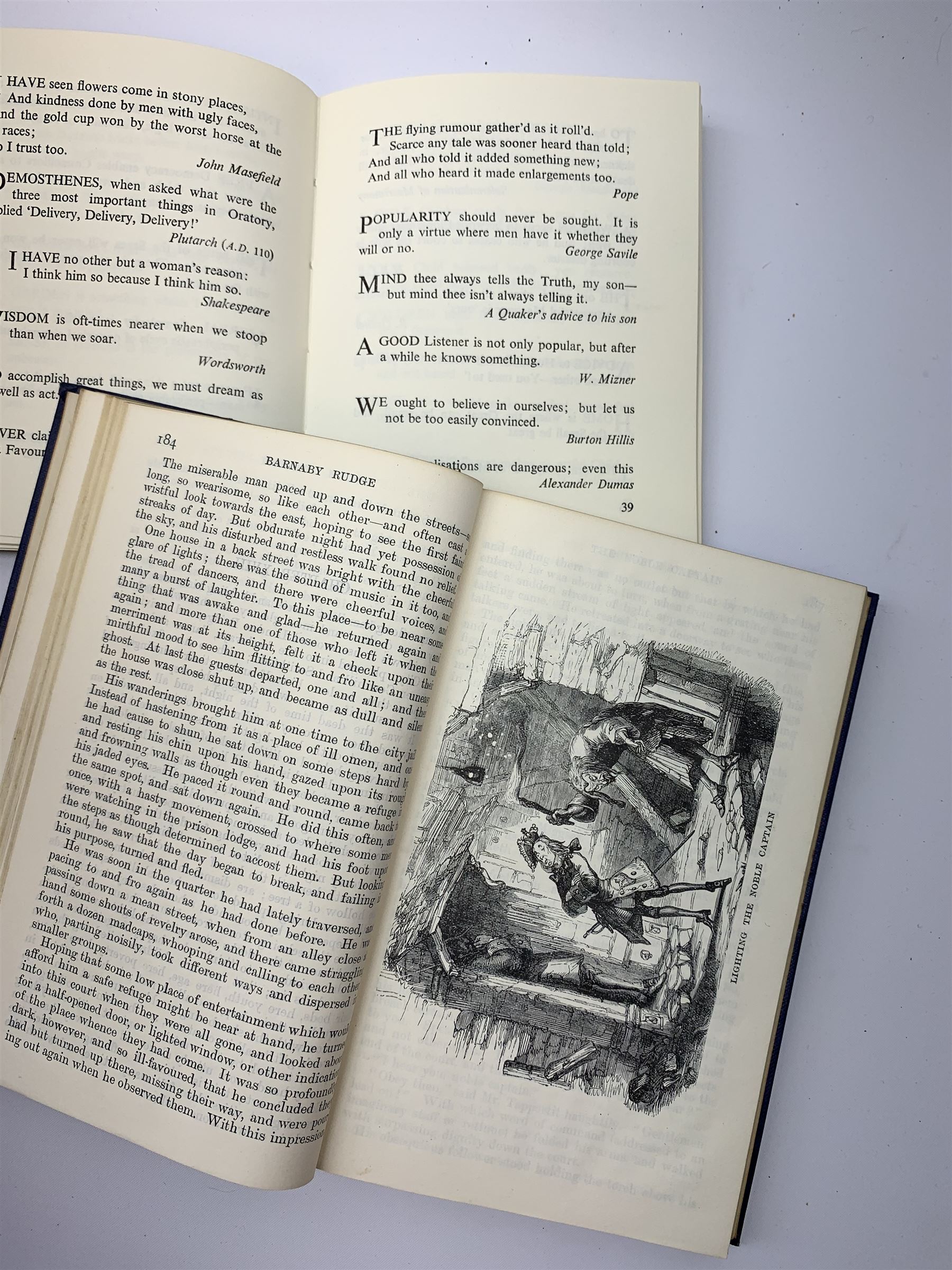 The Holy Bible containing the Old and New Testaments. 1816. Engraved title page and plates. Large folio. Full suede leather binding; Complete Works of Charles Dickens. Oxford India Paper Edition. Seventeen uniformly bound volumes illustrated by Cruikshank, Phiz etc; Sisson Rev. J.L.: Historic Sketch of the Parish Church, Wakefield. 1824; and other books