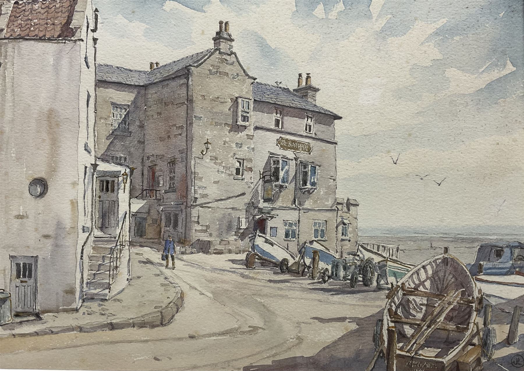 John Lynch (British 20th Century): 'The Front of Robin Hood's Bay', watercolour signed with monogram, titled verso 26cm x 36cm 