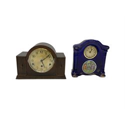 1930s Westminster chime clock, Edwardian ceramic clock and a spring driven German wall clock