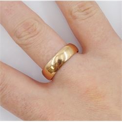 Victorian 9ct rose gold wedding band, Birmingham 1896 and a gold guard/muff chain