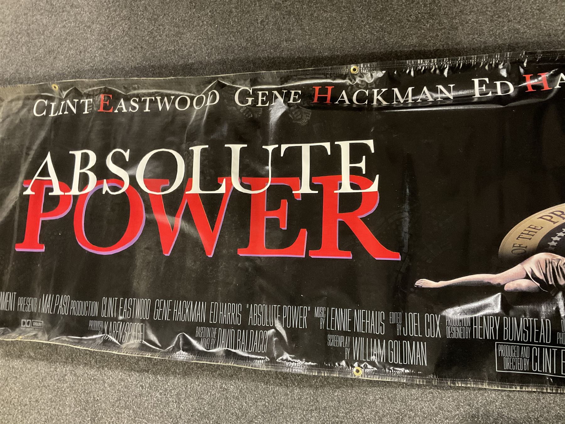 Ten large vinyl film posters, to include The Aristocats, Absolute Power, First Knight, etc 