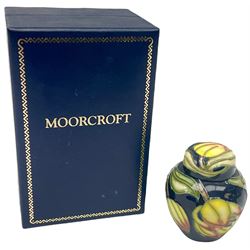 Moorcroft miniature ginger jar, decorated in the Figaro pattern designed by Kerry Goodwin, with impressed and painted marks beneath, H5.5cm, with maker's fitted box.