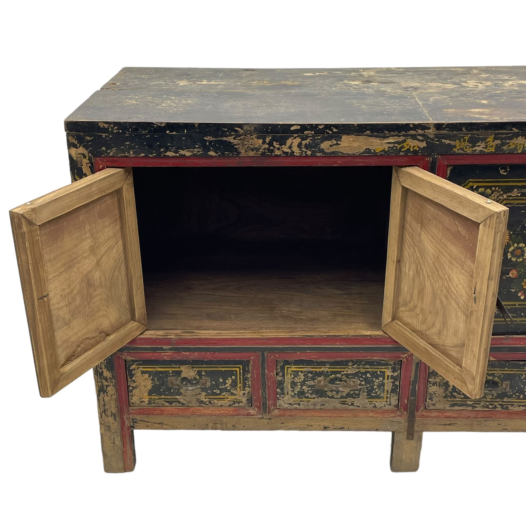 Painted Elm Sideboard From Mongolia 19thC Painted Elm Sideboard From Mongolia 19thC