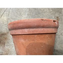 Yorkshire Flower Pots - Terracotta rhubarb forcer (H49cm, D40cm) and ten Sankey terracota plant pots (H17cm, D20cm)