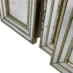 Six narrow rectangular wall mirrors