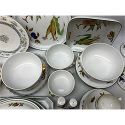 Group of Royal Worcester Evesham pattern tea and dinner wares, to include lidded tureens, dinner plates, tea cups and saucers, bowls, quiche dish, salt and pepper shakers, together with other Royal Worcester ceramics to include 'Mayfield' pattern boxed serving plate etc (56 pcs approx)