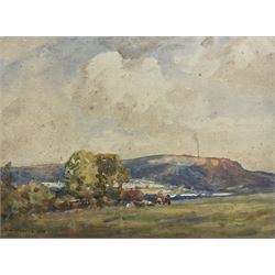 John William Howey (Staithes Group 1873-1938): 'Hambleton Hills - Thirlby', watercolour signed and dated 1923, titled in a later hand verso 26.5cm x 36cm