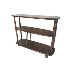 Ercol - elm and beech three tier stand on castors