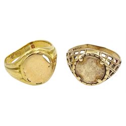 18ct gold signet ring and one other 9ct gold signet ring
