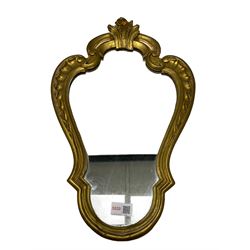 20th century gilt metal framed rococo style wall mirror