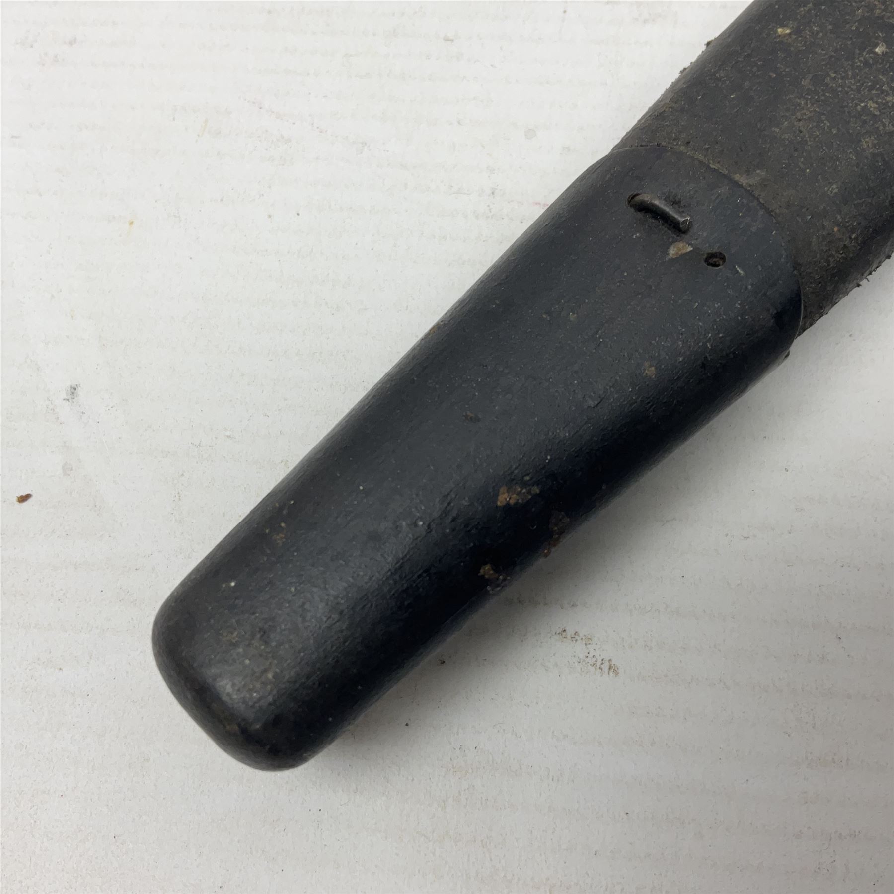 WWI British 1907 pattern bayonet, the 43cm fullered blade by Wilkinson with various marks to the ricasso; in leather covered scabbard numbered 294 to the throat and stamped M/58 L58.5cm overall