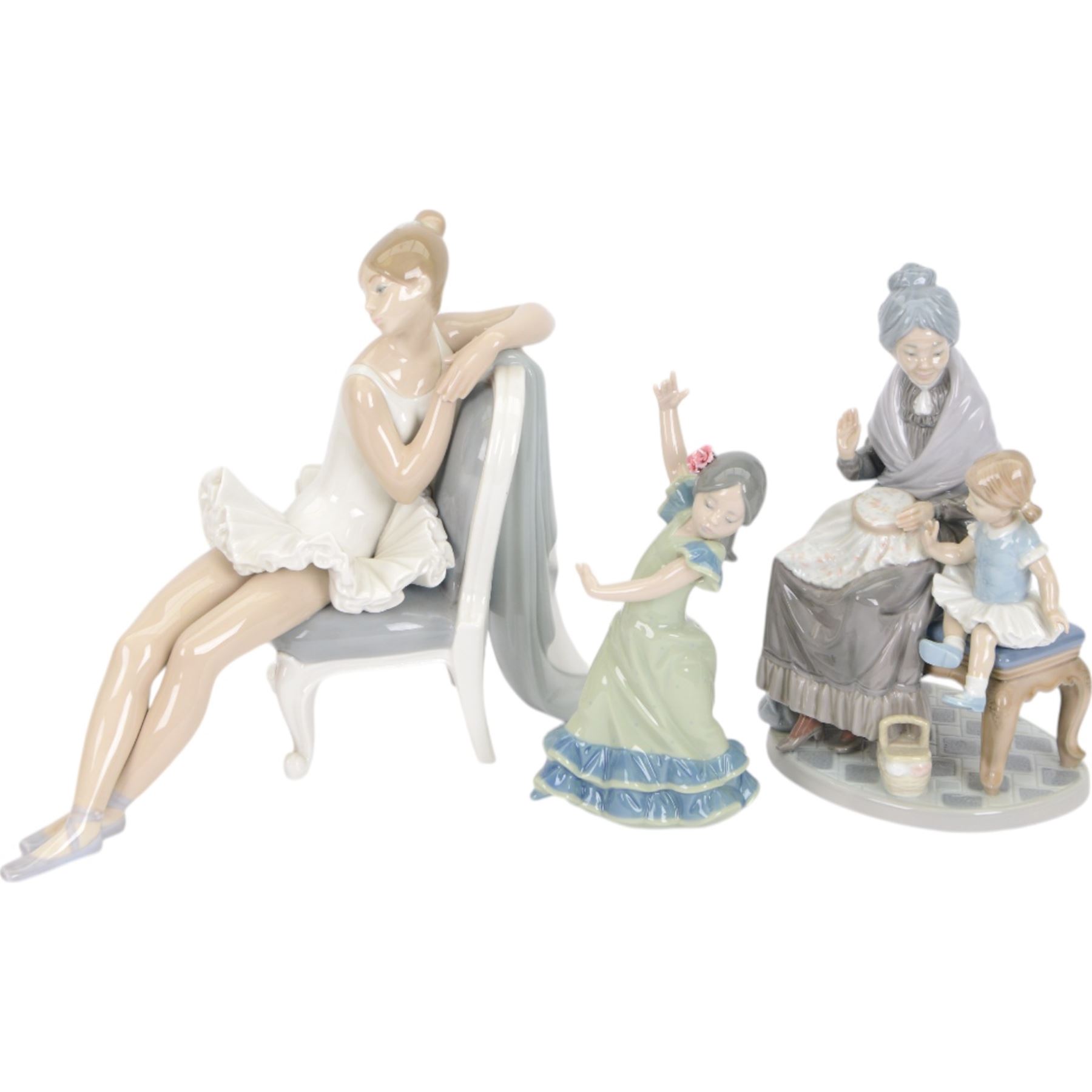 Three Lladro figures, comprising Visit With Granny no 5305, Lolita no 5192 and Classic Dance 4847