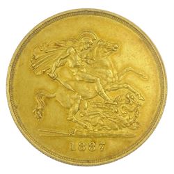 Queen Victoria 1887 gold five pound coin