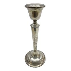 Early 20th century Silver mounted candlestick, with filled base, hallmarked London 1911, H20cm