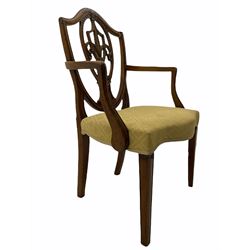Georgian mahogany elbow chair, serpentine seat