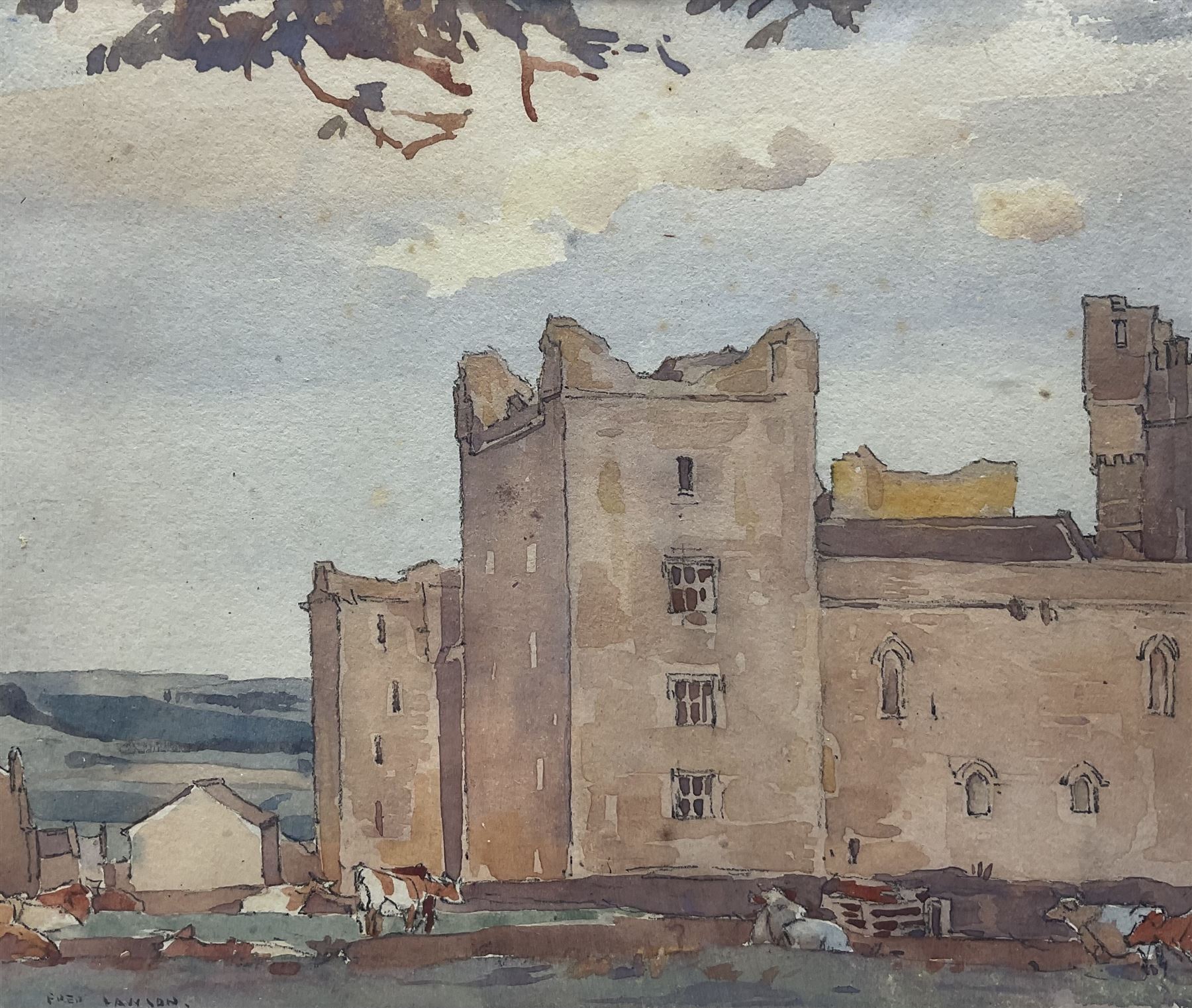Frederick (Fred) Lawson (British 1888-1968): Bolton Castle, watercolour signed 16cm x 19cm 