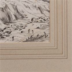 Joseph Ridley Ratcliffe McCulloch RBA (British 1893-1961): Collection of locations across North Yorkshire including 'Scarboro' Castle' and 'Whitby', five mixed media signed dated and titled max 19.5cm x 31.5cm (5) (unframed)