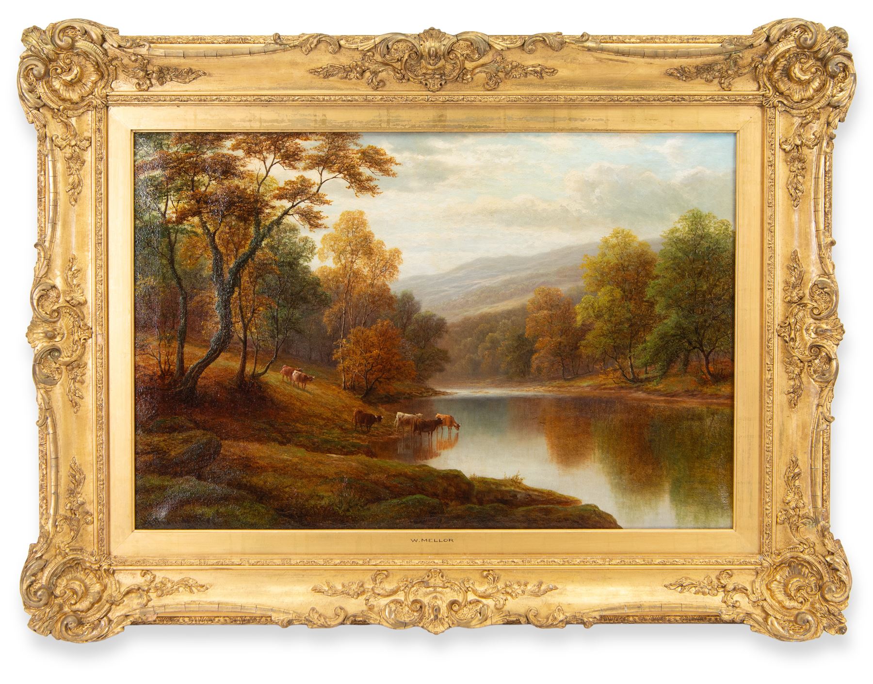 William Mellor (British 1851-1931): 'On the Wharfe - Bolton Woods Yorkshire', oil on canvas signed, titled verso 50cm x 75cm