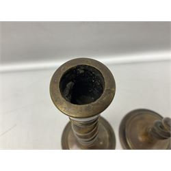 Pair of Victorian brass barley twist candle sticks, H30cm