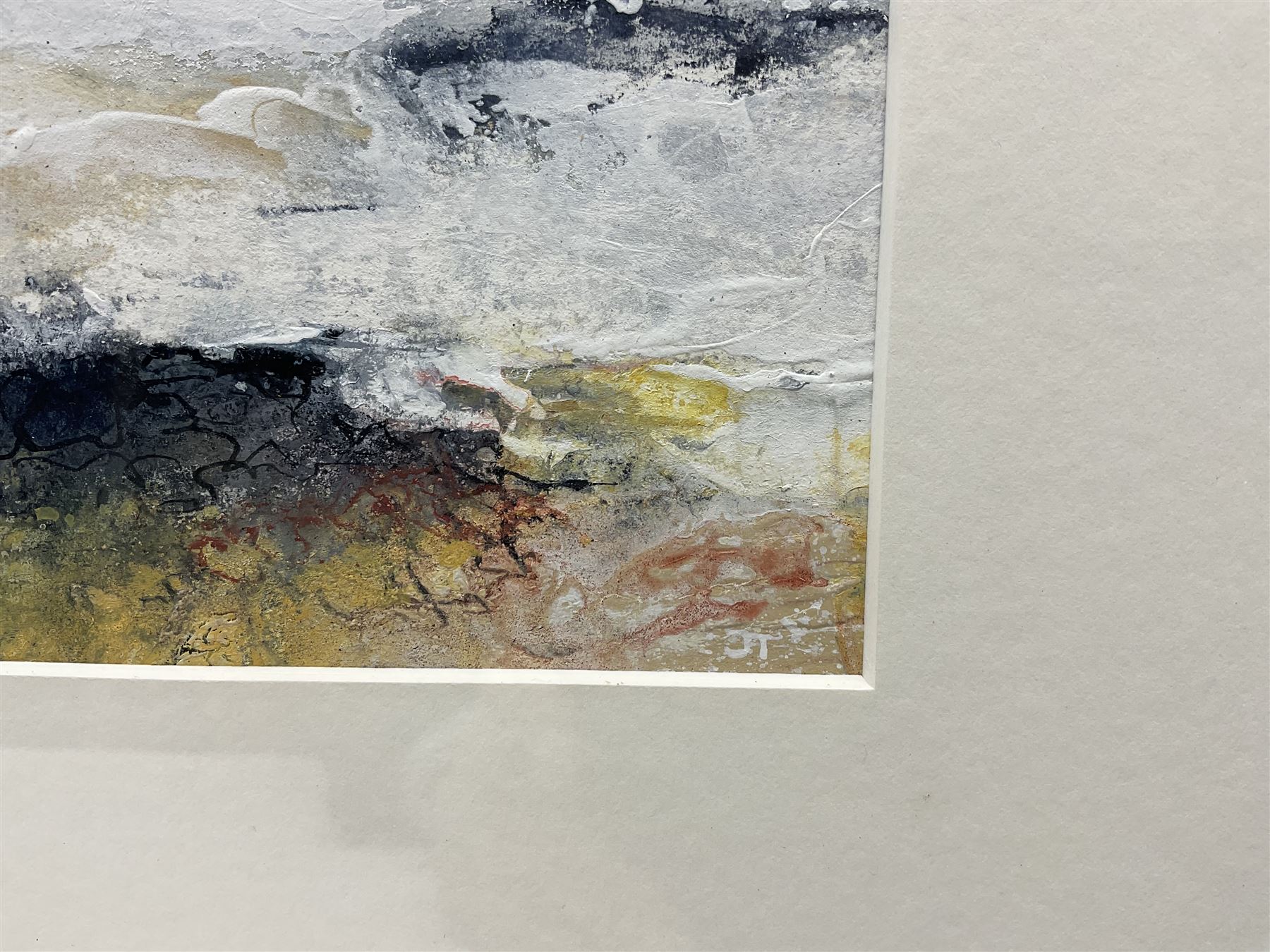John Thornton (Northern British 1944-): 'Dusk - Yorkshire Coast', mixed media signed with initials, titled verso 15cm x 17.5cm