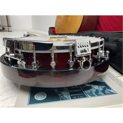 Rally five-string banjo with mahogany solid back L101cm in soft carrying case; and Brunswick Model BF200 acoustic guitar L103cm; with small quantity of instructional DVDs and booklets
