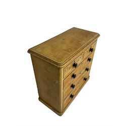 Victorian scumbled painted pine chest, fitted with two short and three long drawers, plinth base
