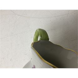 Herend of Hungary Rothschild bird pattern, part tea service, comprising two large teacups and saucers, two teacups and three saucers, milk jug, sugar bowl, five dessert plates and two side plates (18)