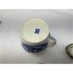 Collection of 19th century and later ceramics, to include Copeland Spode jug, two Rockingham teacups and saucers, Spode moulded teacup and saucer etc, in one box 
