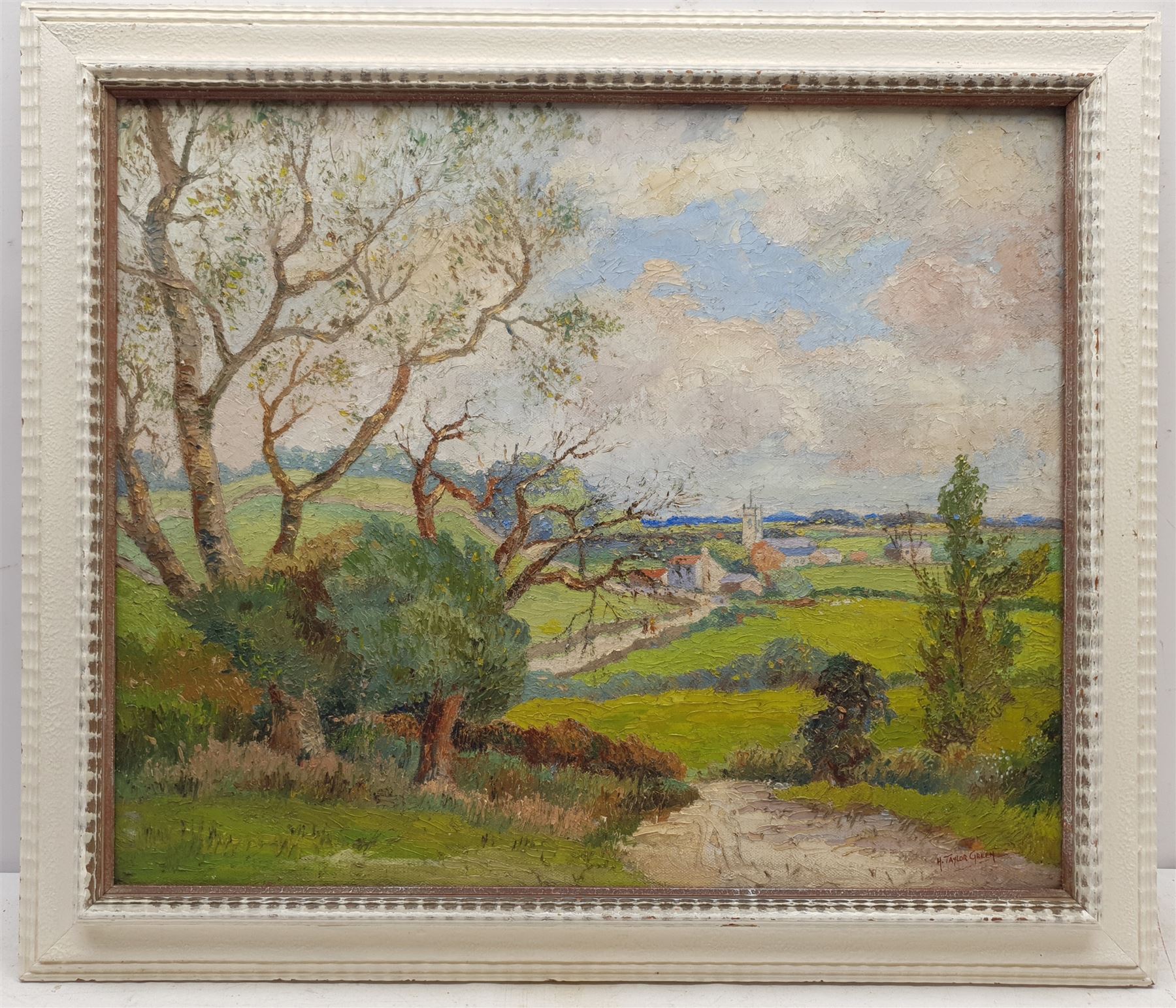 H Taylor Green (British exh.1937): Village and Country Road, oil on canvas signed 49cm x 60cm
Notes: artist is listed as living in Halifax, exh. R.A.