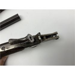 Assorted rifle and pistol spares; early Gem air rifle with sawn off barrel (piece present); telescopic sight; canvas/leather ammunition pouch; Mauser stock; barrel browning solution etc