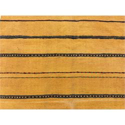 Flat weave rug, pale orange ground decorated with stripes