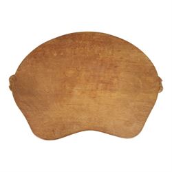 Mouseman -  oak kidney shaped tea tray, with twin carved mouse signature handles, by the w...