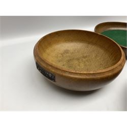 Five turned wood collection plates and bowls, largest D25cm