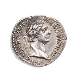 Roman Empire - Domitian (AD 81-96): Silver Denarius coin, obverse laureate head of Domitian right, legend IMP CAES DOMITIAN AVG GERM P M TR P; reverse Minerva standing right, holding spear and shield with owl at feet, legend IMP XXI COS XV CENS P P P; c.AD 90-91, Rome mint
