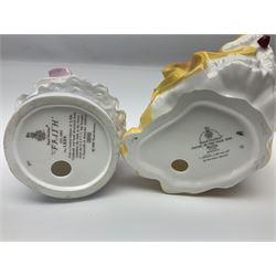 Seven Royal Doulton figures, to include Charity HN3087, Faith HN3082, Hope HN3061, Belle HN3703, etc, all with printed marks beneath