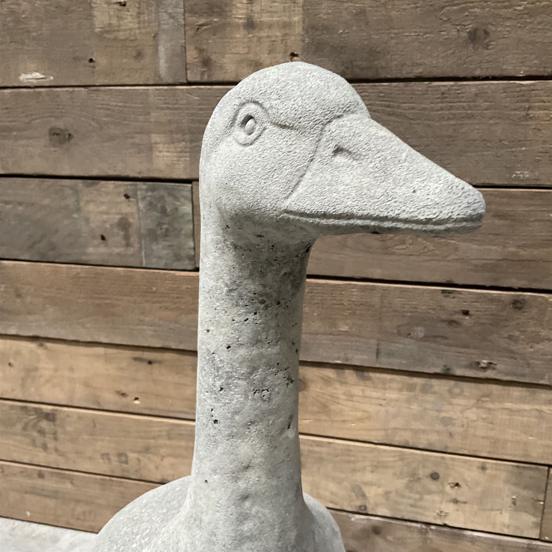 Pair of cast stone garden geese
