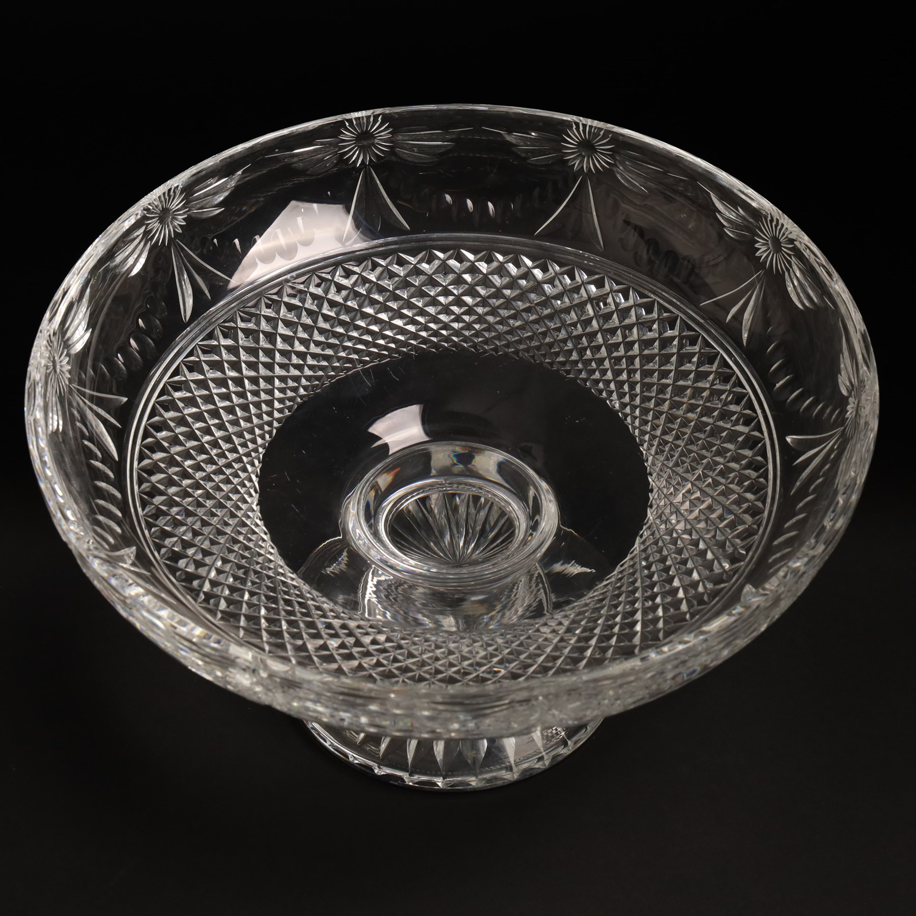 Stuart Crystal Beaconsfield pattern fruit bowl on pedestal foot 30cm