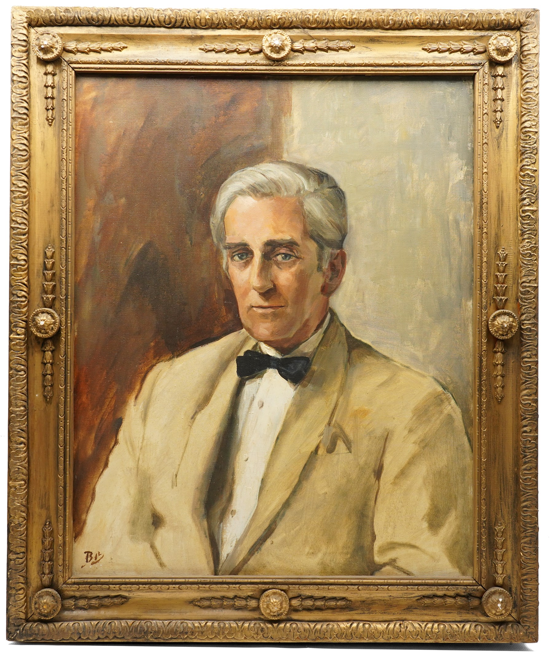 Brenda Bury (British 1932-): Members of European Parliament - 'Frederick Ponsonby 10th Earl of Bessborough' 'Rafton Pounder' 'Sir James Scott Hopkins' 'William Murray 8th Earl of Mansfield & Mansfield' 'John Brewis' and 'Peter Kerr 12th Marquess of Lothian', set of six oils on canvas variously signed, one dated '74, in matching frames, 76cm x 59cm (6)
Provenance: Property of a Nobleman.