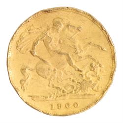 Queen Victoria 1900 gold half sovereign coin