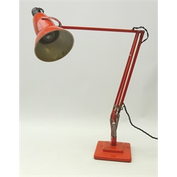  Herbert Terry & Sons Anglepoise orange finish lamp, on stepped base   