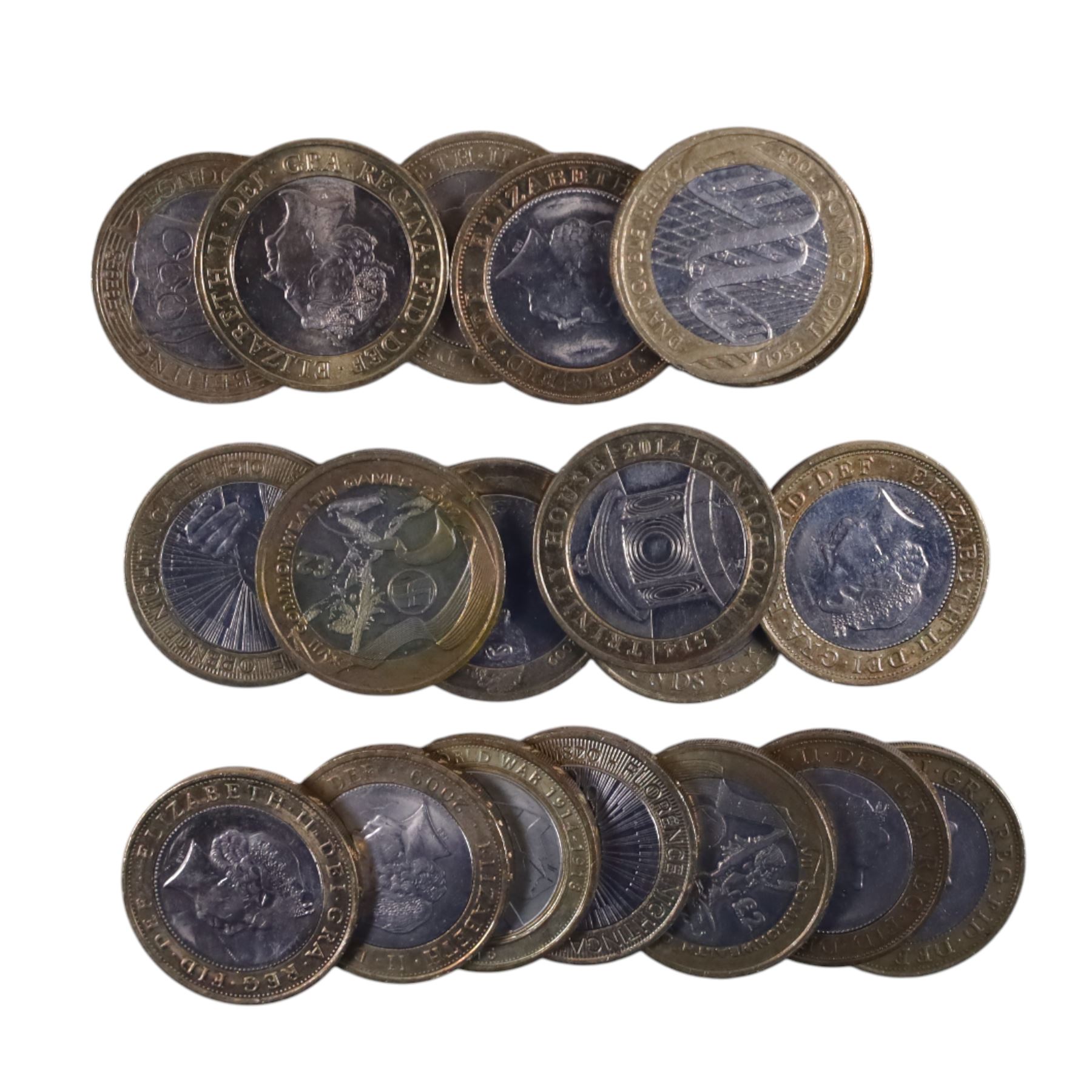 Queen Elizabeth II commemorative two pound coins, face value of approximately 492 GBP