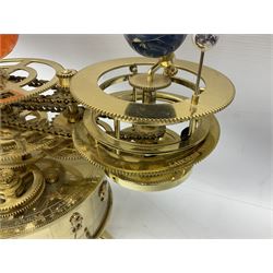 Modern kit-built brass working Tellurion, de-luxe model with astrological signs and illuminated sun H33cm; with set of fifty-two construction periodicals