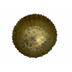 Chinese polished bronze bowl, modelled in the form of a lotus flower and raised upon a pierced foot naturalistically modelled as a branch, with four character seal mark beneath, H18cm