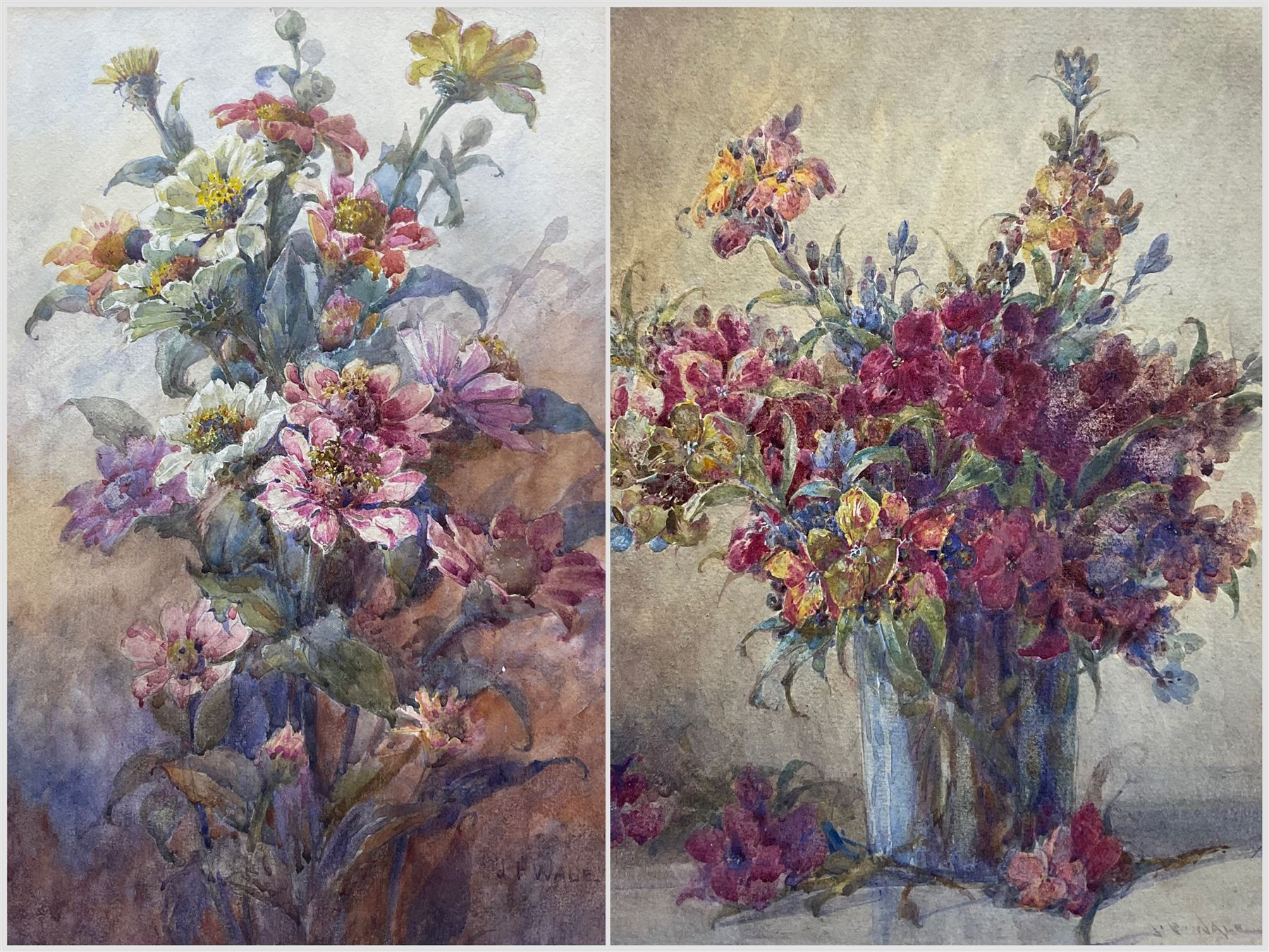 John Porter Wale (British 1860-1920): Flowers in Bloom, two still life watercolours signed max 30cm x 19cm (2)