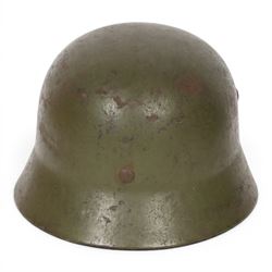 WWII Third Reich German double decals M42 steel combat helmet, with leather liner and chin strap