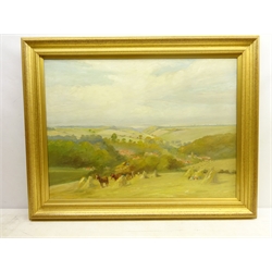  English School (Early 20th century): The Harvest Field, oil on canvas unsigned 55cm x 75cm  