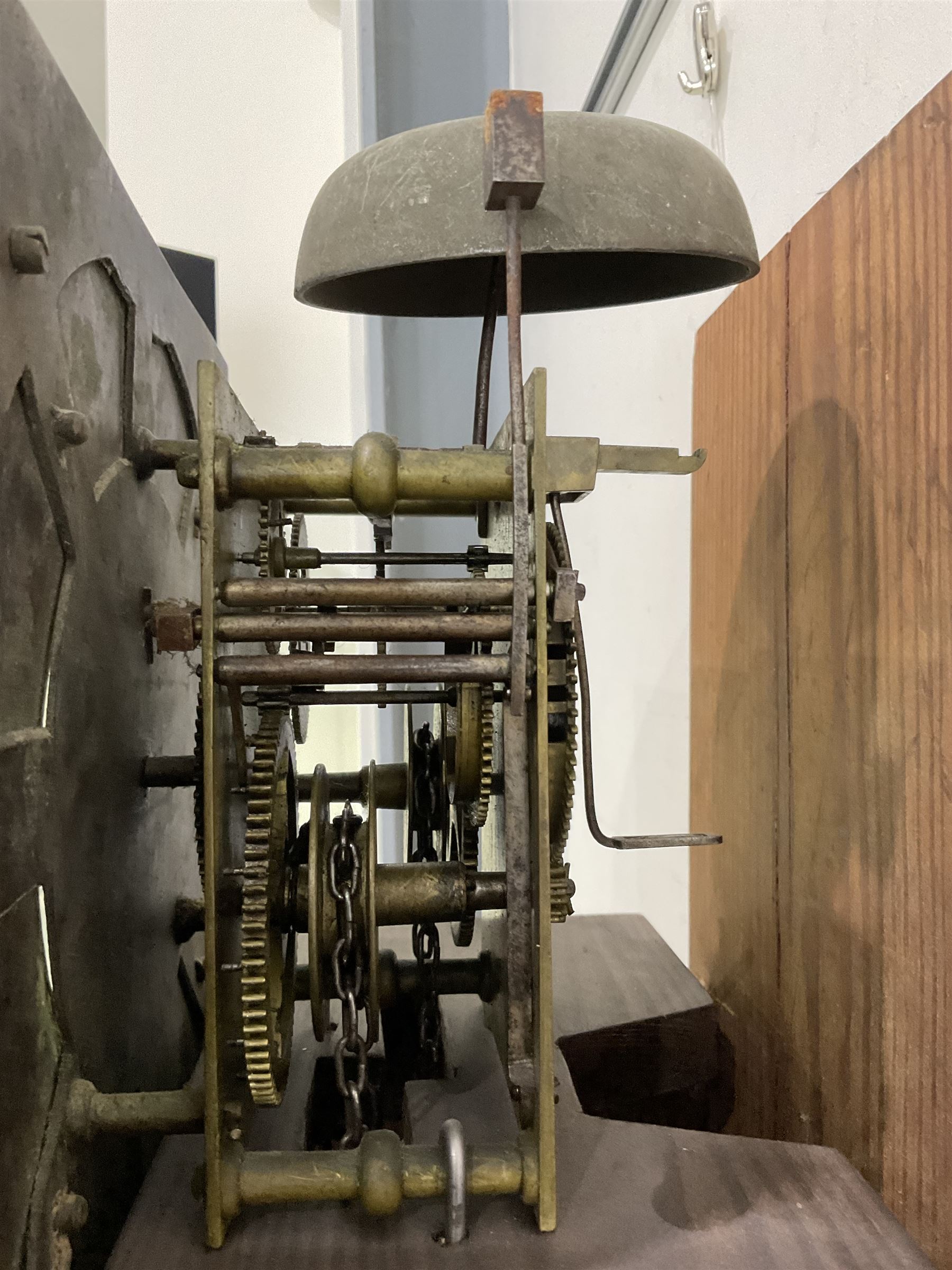 John Rogers of  Leominster (Herefordshire)- 30-hour single-handed  mid-18th century longcase movement and dial in a later bespoke made mahogany case, movement with a 10