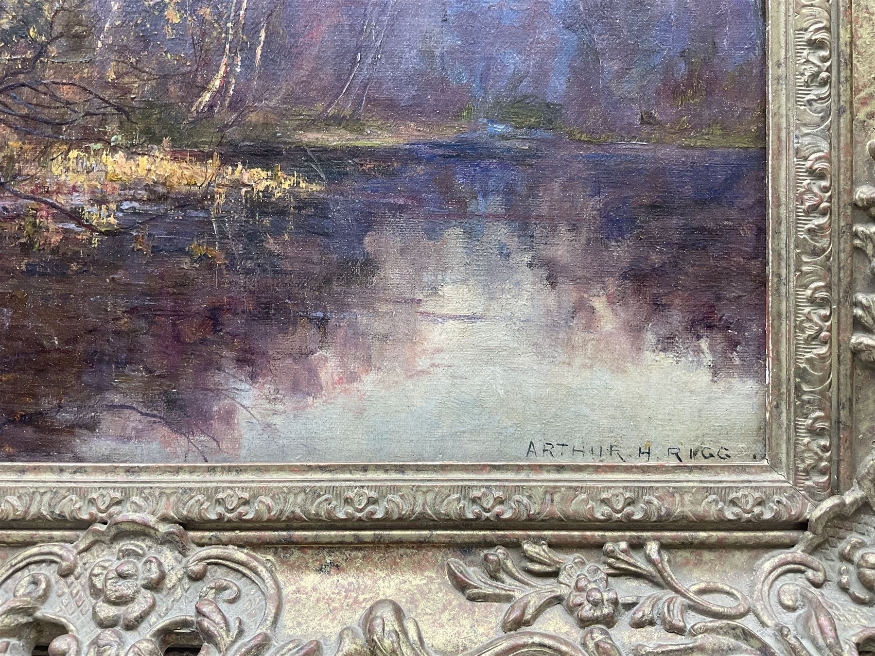 Arthur H Rigg (British exh.1882-1906): Woodland Stream, oil on canvas signed 29cm x 39cm 