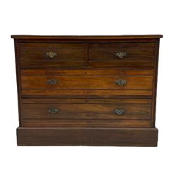 Edwardian walnut chest, fitted with two short and two long drawers